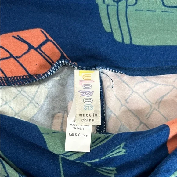 LuLaRoe Leggings with Bag Print - Navy, Coral, Sage - Picture 2 of 4